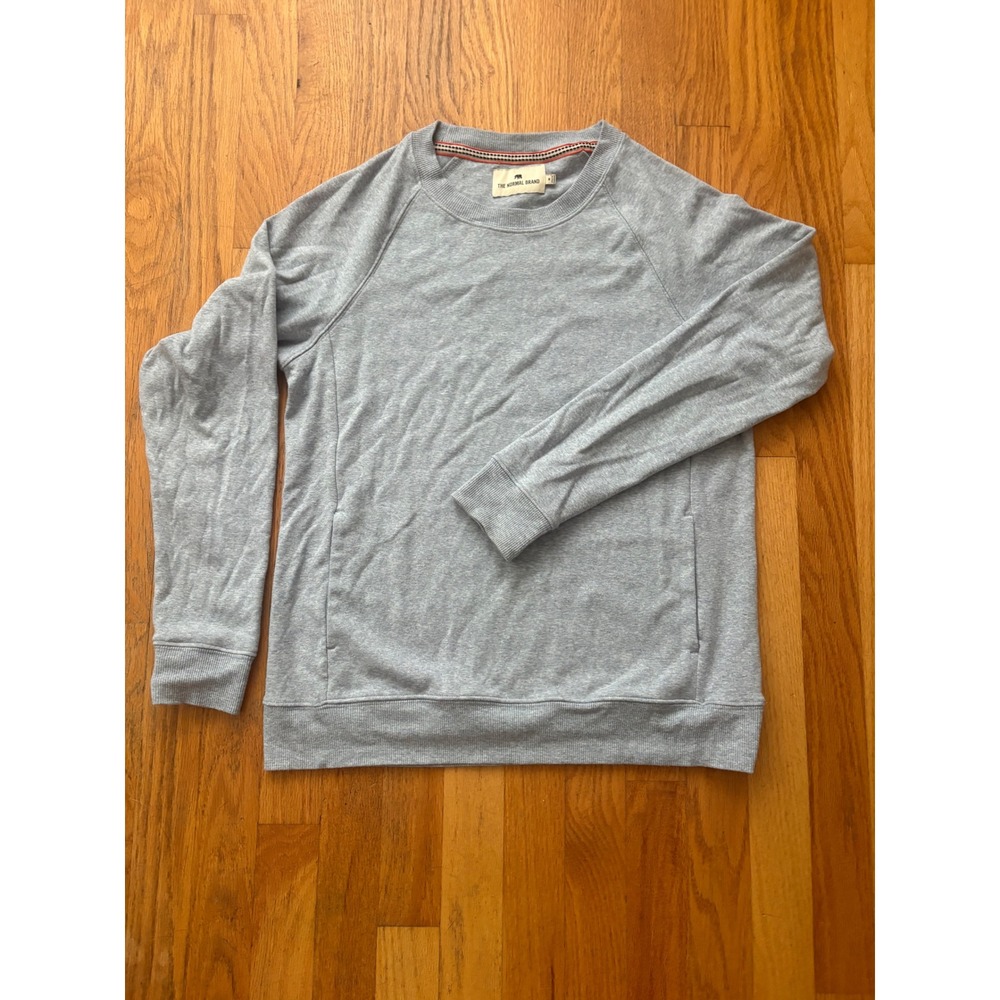 The Normal Brand Mens Raglan Crewneck Sweatshirt Blue Grey Heather Pockets M
